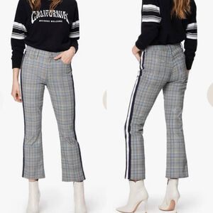 Mother Insider Ankle Grey Slim Leg Blue White Plaid Trosuers - 25